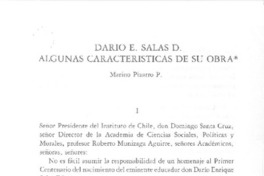 Darío E. Salas D. algunas características de su obra  [artículo] Marino Pizarro P.