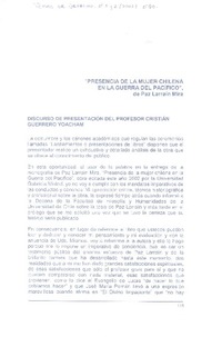 Discurso de presentación del profesor Cristián Guerrero Yoacham.  [artículo]