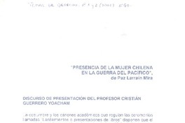 Discurso de presentación del profesor Cristián Guerrero Yoacham.  [artículo]