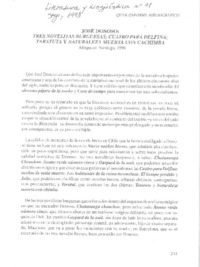 José Donoso: tres novelitas burguesas; cuatro para Delfina; Taratuta y naturaleza con Cachimba  [artículo] José Alberto de la Fuente A.