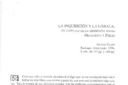 La inquisición y la cábala  [artículo] Pablo Oyarzún R.