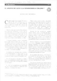 El aporte de Luco a la neurociencia chilena  [artículo] Nibaldo C. Inestrosa.