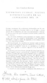 Nicomedes Guzmán, figura representativa de la generación del 38  [artículo] Luis González Zenteno.