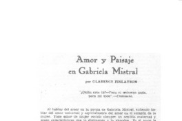 Amor y paisaje en Gabriela Mistral  [artículo] Clarence Finlayson.