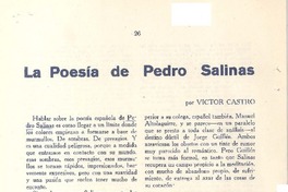 La poesía de Pedro Salinas  [artículo] Víctor Castro.