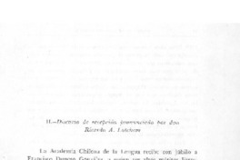 Discurso de recepción pronunciado por don Ricardo A. Latcham  [artículo] Ricardo A. Latcham.