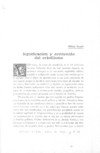 Significación y contenido del criollismo.  [artículo]