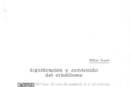 Significación y contenido del criollismo.  [artículo]
