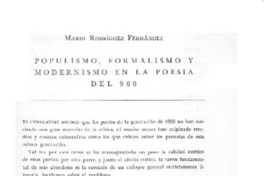 Populismo, formalismo y modernismo en la poesía del 900.  [artículo]