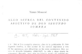 Algo acerca del contenido afectivo de don Segundo Sombra  [artículo] Yerko Moretic.