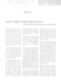 Veinte años teatro fin de siglo  [artículo] Alfredo Castro.