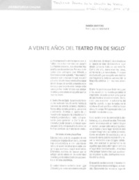 A veinte años del teatro fin de siglo  [artículo] Ramón Griffero.
