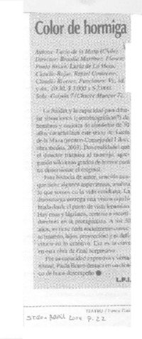 Color de hormiga  [artículo] L. P. I.