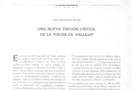 Una nueva edición crítica de la poesía de Vallejo  [artículo] Raúl Hernández Novás.