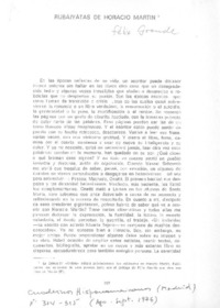 Rubáiyátas de Horacio Martín  [artículo] Félix Grande.