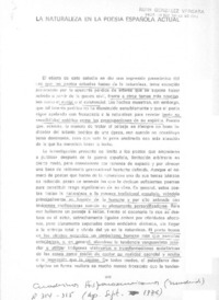 La naturaleza en la poesía española actual  [artículo] Diego Marín.