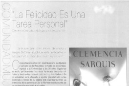 La Felicidad es una tarea personal (entrevistas) [artículo] : Sylvia Bustamante G.