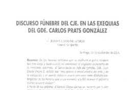 Discurso fúnebre del Cje. en las exequias del Gde. Carlos Prats González  [artículo] Juan Emilio Cheyre Espinosa.
