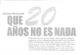 Que 20 años no es nada  [artículo] María Cristina Jurado.