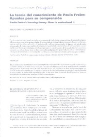 La teoría del conocimiento de Paulo Freire  [artículo] Alejandro Villalobos Clavería.