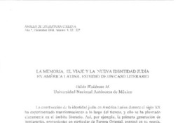 La memoria, el viaje y la nueva identidad judía en América Latina  [artículo] Gilda Waldman M.
