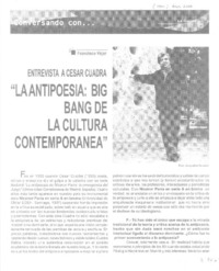 Entrevista a César Cuadra "la antipoesía: big bang de la cultura contemporánea" (entrevistas) [artículo] Francisco Véjar