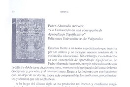 Las Evaluación en una concepción de aprendizaje significativo  [artículo]Juan Domingo Santibáñez Riquelme.