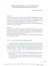 Emilia Pardo Bazán y la reivindicación del realismo español del siglo XIX  [artículo]Andrés Cáceres Milnes.