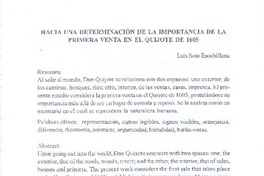 Hacia una determinación de la importancia de la primera venta en El Quijote de 1605  [artículo]Luis Soto Escobillana.