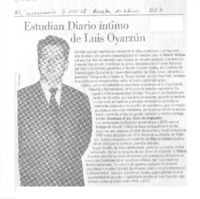 Estudian Diorio íntimo de Luis Oyarzún  [artículo].