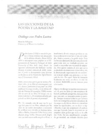 Las lecciones de la poesía y la amistad (entrevista)  [artículo] Marcelo Pellegrini.
