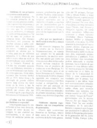 La presencia poética de Pedro Lastra  [artículo] Ricardo Gómez López.