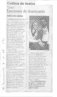 Lecciones de desencanto  [artículo] Pedro Labra Herrera.