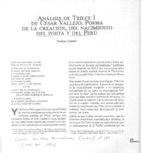 Análisis de Trilce 1  [artículo] Monique Lemaitre.