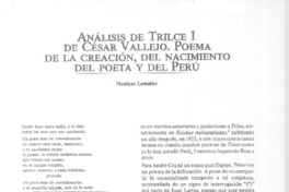 Análisis de Trilce 1  [artículo] Monique Lemaitre.