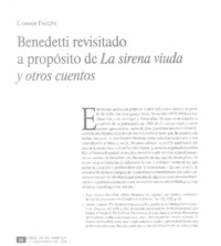 Benedetti revisitado a propósito de La sirena viuda y otros cuentos  [artículo] Carmen Faccini.