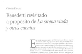 Benedetti revisitado a propósito de La sirena viuda y otros cuentos  [artículo] Carmen Faccini.