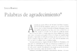 Palabras de agradecimiento  [artículo] Sergio Ramírez.