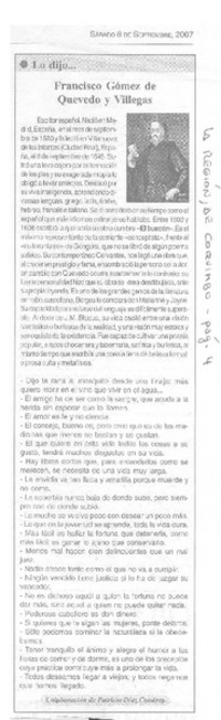 Francisco Gómez de Quevedo y Villegas  [artículo] Patricio Díaz Coudray.