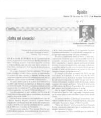 ¡Grito mi silencio!  [artículo] Enrique Ramírez Capello.