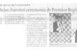 Gonzalo Rojas iluminó ceremonia de Premios Regionales  [artículo].