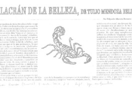 Alacrán de la belleza, de Tulio Mendoza Belio  [artículo] Edgardo Alarcón Romero.
