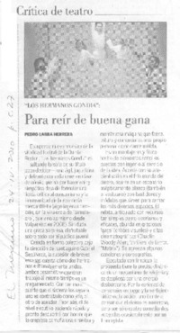 Para reír de buena gana  [artículo] Pedro Labra Herrera.