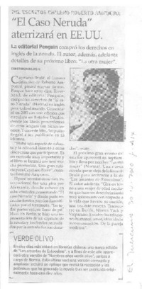 "El caso Neruda" aterrizará en EE.UU.  [artículo] Constanza Rojas V.