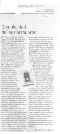 Complejidad de las narradoras  [artículo] María Inés Zaldívar.