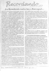 ¡La Remolienda vuelve hoy a Rancagua!  [artículo] Héctor González V.