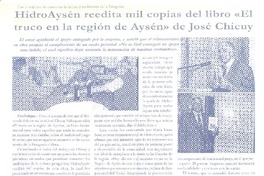 HidroAysén reedita mil copias del libro "el truco en la Región de Aysén" de José Chicuy  [artículo].