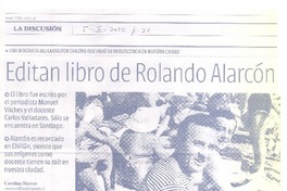 Editan libro de Rolandro Alarcón  [artículo] Carolina Marcos.