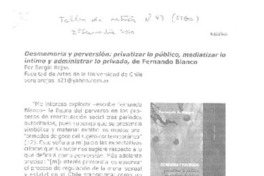 Desmemoria y perversión  [artículo] Sergio Rojas.