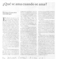 ¿Qué se ama cuando se ama?  [artículo] Mariano Fernández Amunátegui.